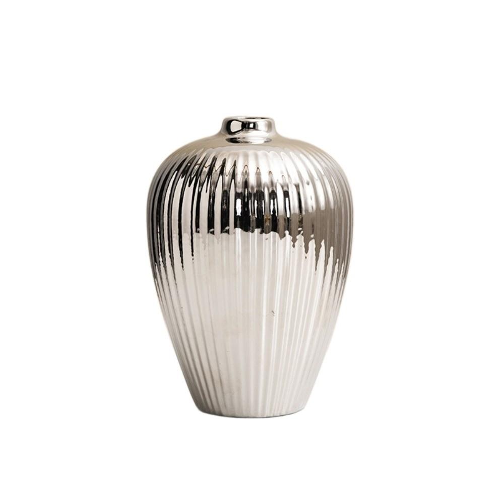 Decorative Flowerpot Floral Arrangement Tabletop Decor Ceramic Electroplated Vase Living Room