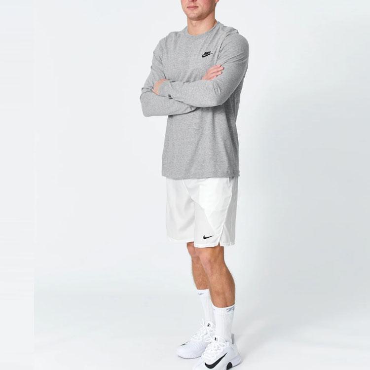 Nike Однотонная футболка с круглым вырезом и длинным рукавом с логотипом бренда Мужские топы Светло-серый AR5193-063