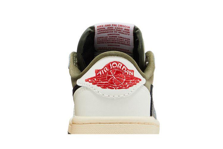 Детские кроссовки Nike Jordan 1 Retro Low OG SP Travis Scott Medium Olive (PS) Средний оливковый/черный/парус/муслин