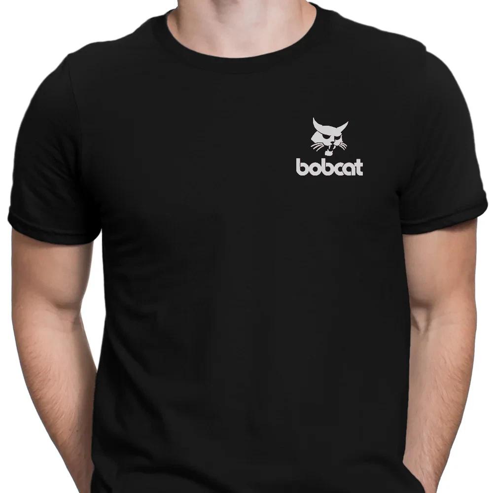 Черная футболка Bobcat Простая футболка с логотипом Поклонник автомобилей Повседневная одежда