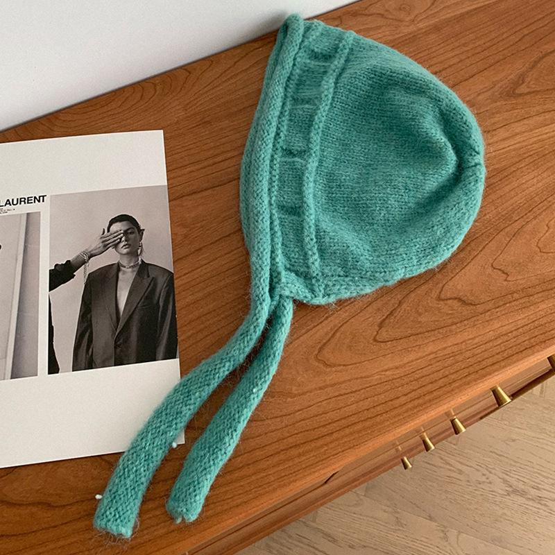 Autumn and winter balaclava hat women's warm knitted hat, ear protection, cycling wool hat, cold-proof balaclava hat