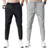 Мужские брюки с укрепленными карманами, затягивающимся шнурком на талии, повседневные однотонные брюки, летние прямые брюки