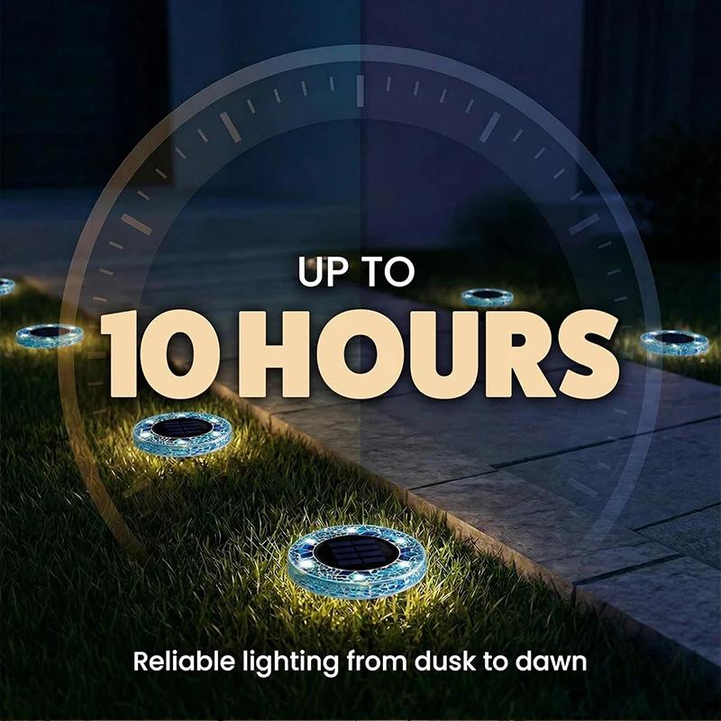 4/2/1PCS Solar Disk Light Waterproof Outdoor Glass Garden Stake Lighting Colorful Decorative Pathway LED Lights Dusk to Dawn