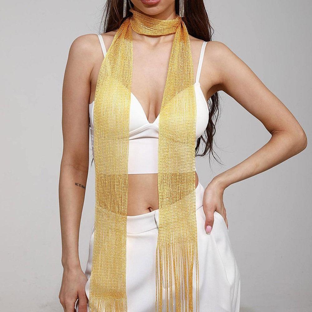 Nightclub Sunscreen Shawl Bright Silk Evening Dress Scarf Fashion Shiny Necklace