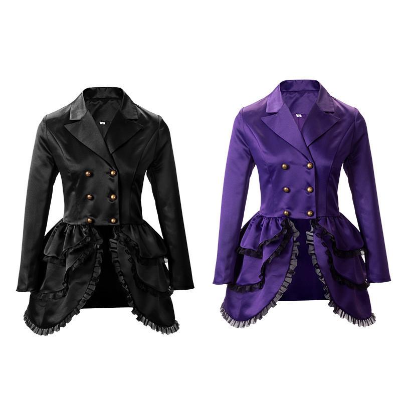 Women's Double-breasted Lace Trim Medieval Renaissance Cos Stage Performance Outfit