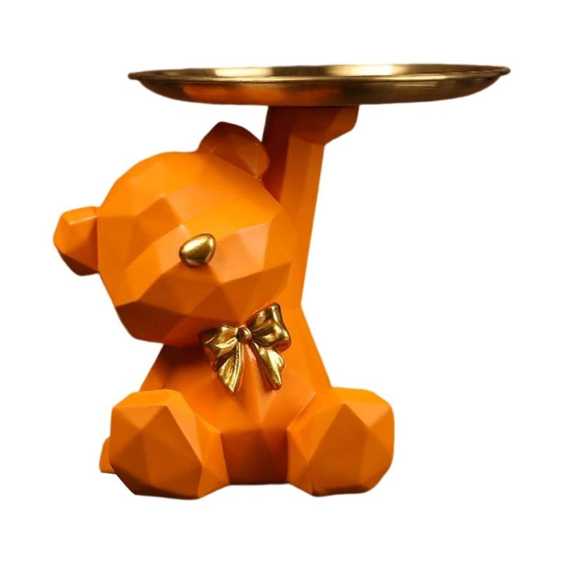 Storage Sculpture Entrance Crafts Geometric Bear Resin Desk Decoration Candy Sundries Household Supplies for Office Coffee Shop