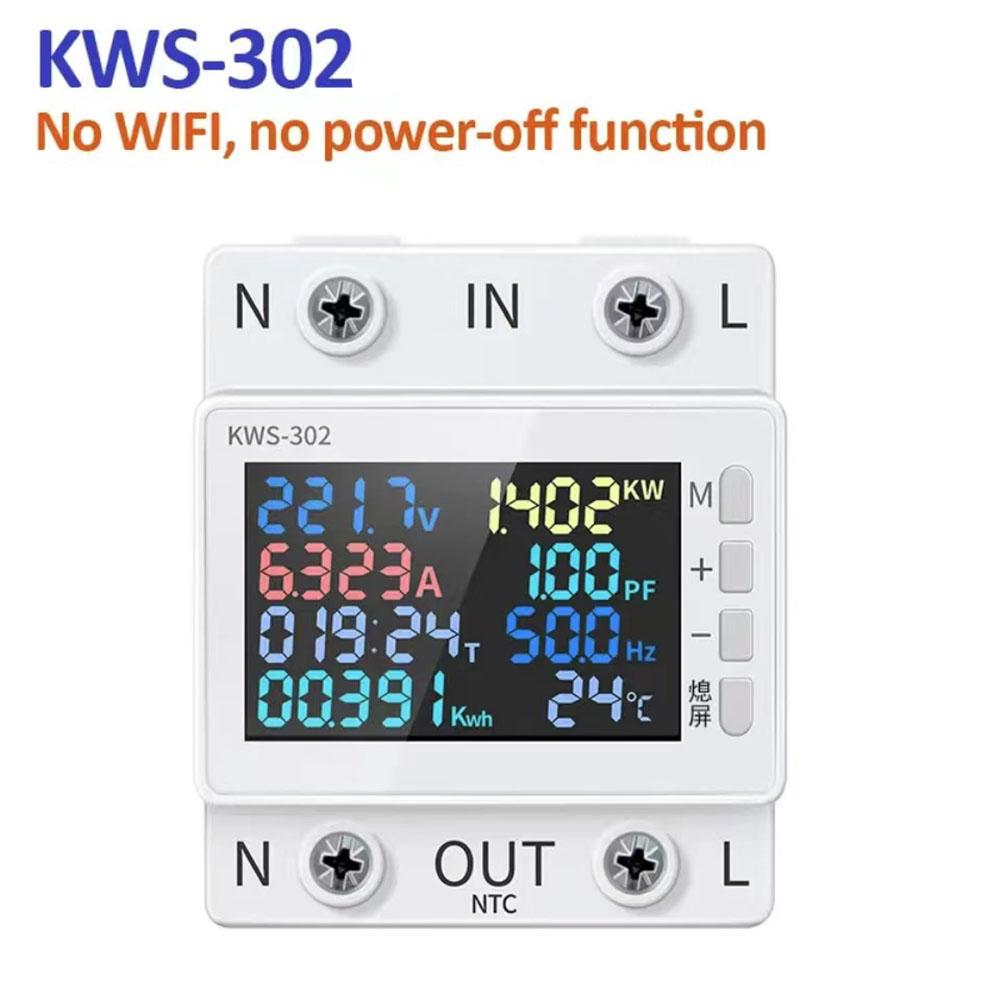 170-270V/63A 8 in1Power Meter Color Screen Multi-function AC Energy Power Voltmeter Voltage Amps Watt Kwh Meter Remotely Control