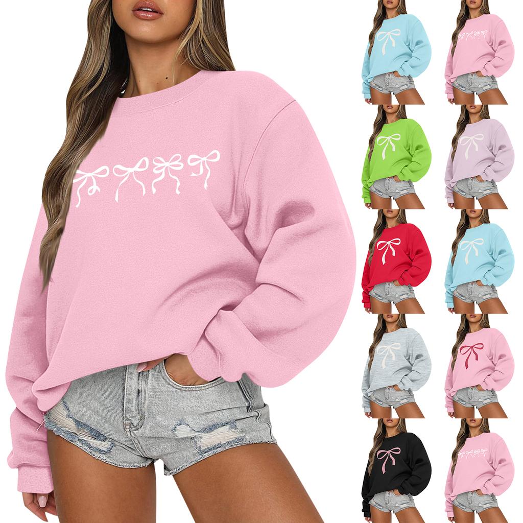 Women Tops Women's Long Sleeve Sweatshirt Casual Crewneck Loose Fit Pollover Fleece Tops