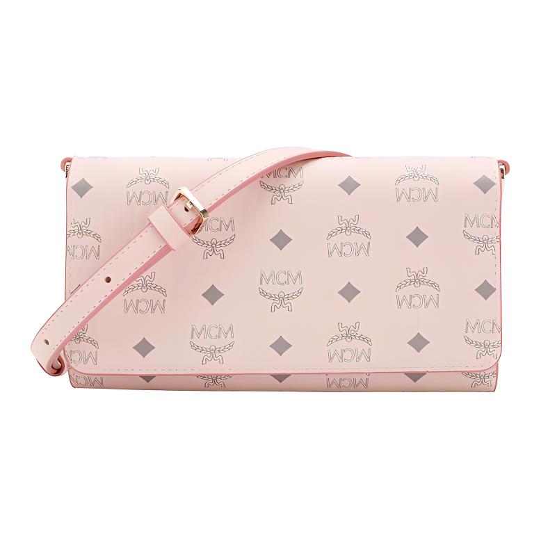 MCM Monogram Leather Wallet Crossbody Shoulder Bag Women bags Pink MXEBSVI01QH001