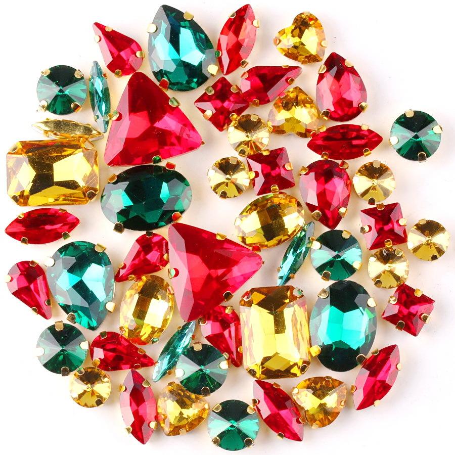 Mixed Glass Mocha AB Claw Drill Mocha Fluorescent Crystal Buckle Clothing Accessories Sewing Drill DIY Jewelry Accessories Rhinestone Sew On Beads