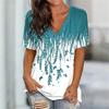Plant&Flowers Pattern Women Streetwear T-Shirts Short Sleeve Loose Casual Summer Tops 3D Printed V-Neck Ladies Tees Oversized