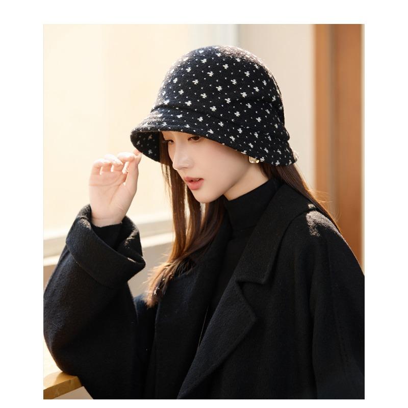 Women S Elegant Warm Bucket Hat Korean Style Fashionable Face Slimming Autumn Winter