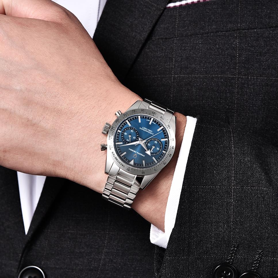 PAGANI DESIGN New Retro Wide arrow Moon Men's Watches Luxury Quartz Watch For Men Sport Chronograph VK64 AR Sapphire glass
