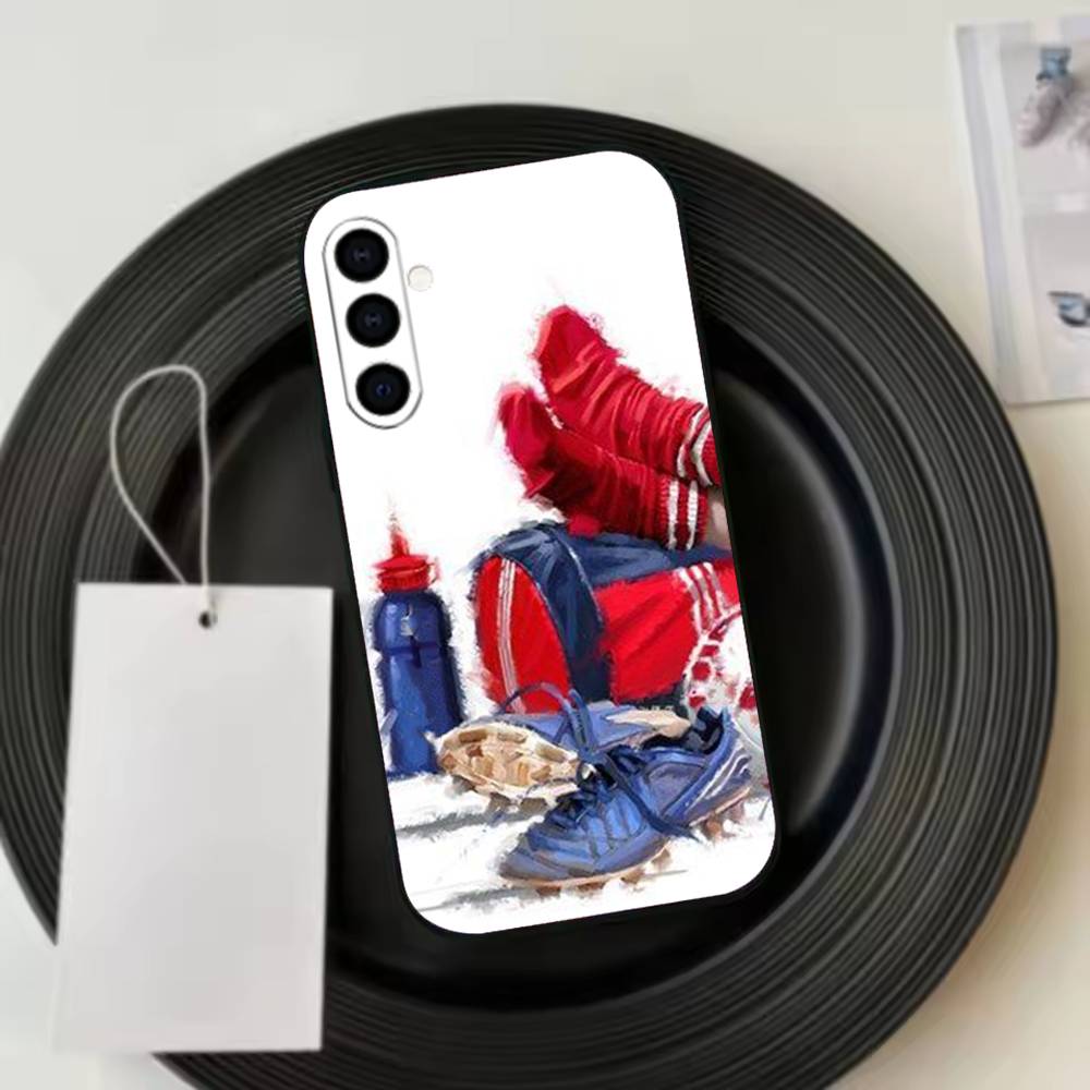 Football A-Art Phone Case Black Silicone Soft For Samsung Galaxy A73,A72,A71,A70,A53,A52,A51