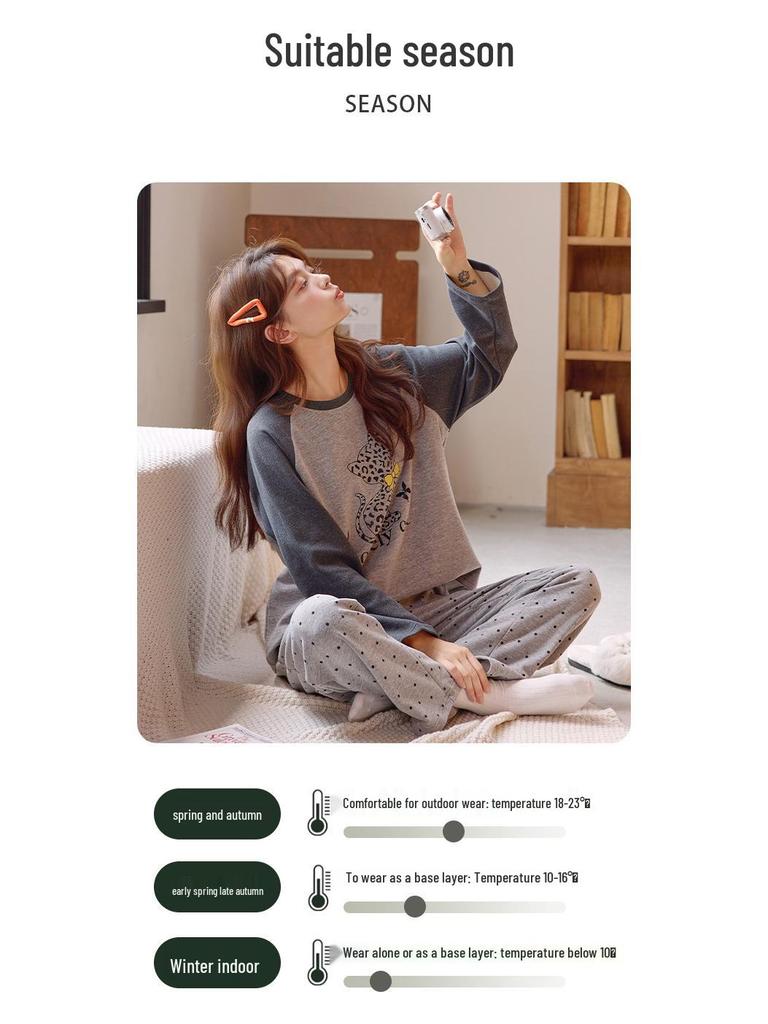 Women's Cartoon Wool-Silk Flannel Pajamas: Autumn/Winter 2025 Warm Outdoor-Friendly Set