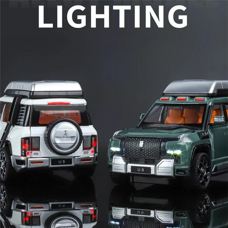 1/24 BYD Yangwang U8 SUV Модель автомобиля из литого металла Игрушка Новые энергетические внедорожники Модель автомобиля Звук и свет Детский подарок
