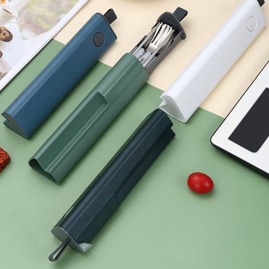 Дорожный набор столовых приборов из нержавеющей стали вилка и ложка с футляром портативная посуда