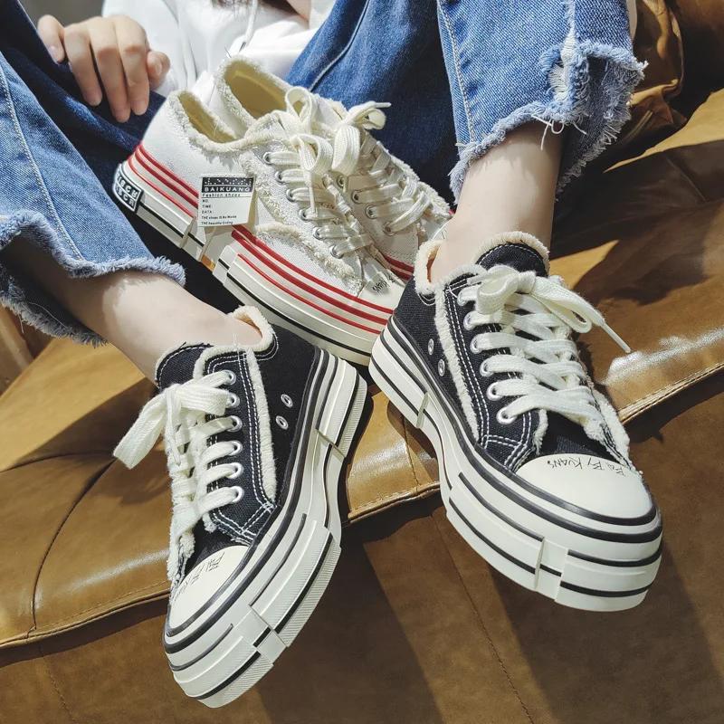 Fashion Men Vulcanized Shoe Thick Soles Increased Low Top Couple Shoe Canvas Shoe for Men Sneakers Tenis Masculino Zapatillas