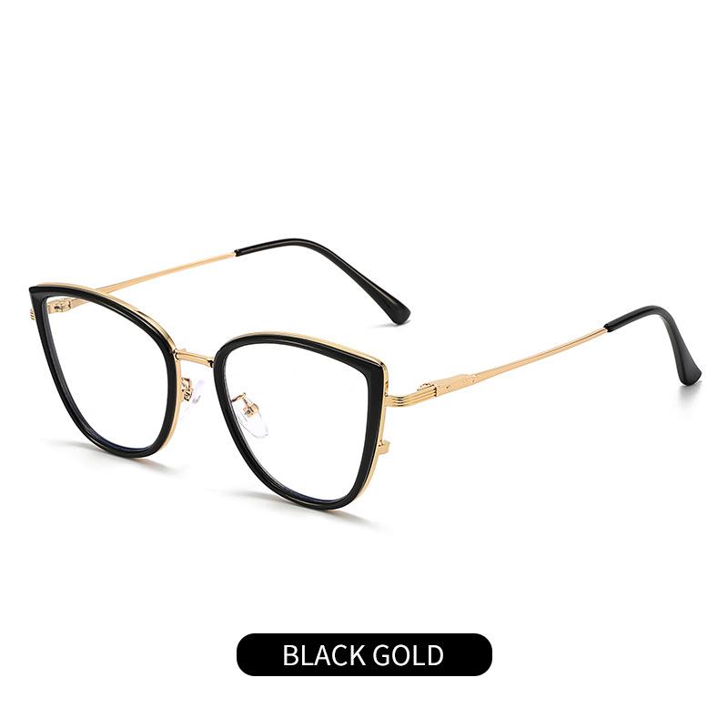 New trendy cat eye glasses frame European and American color-changing anti-blue glasses fashionable personalized flat glasses