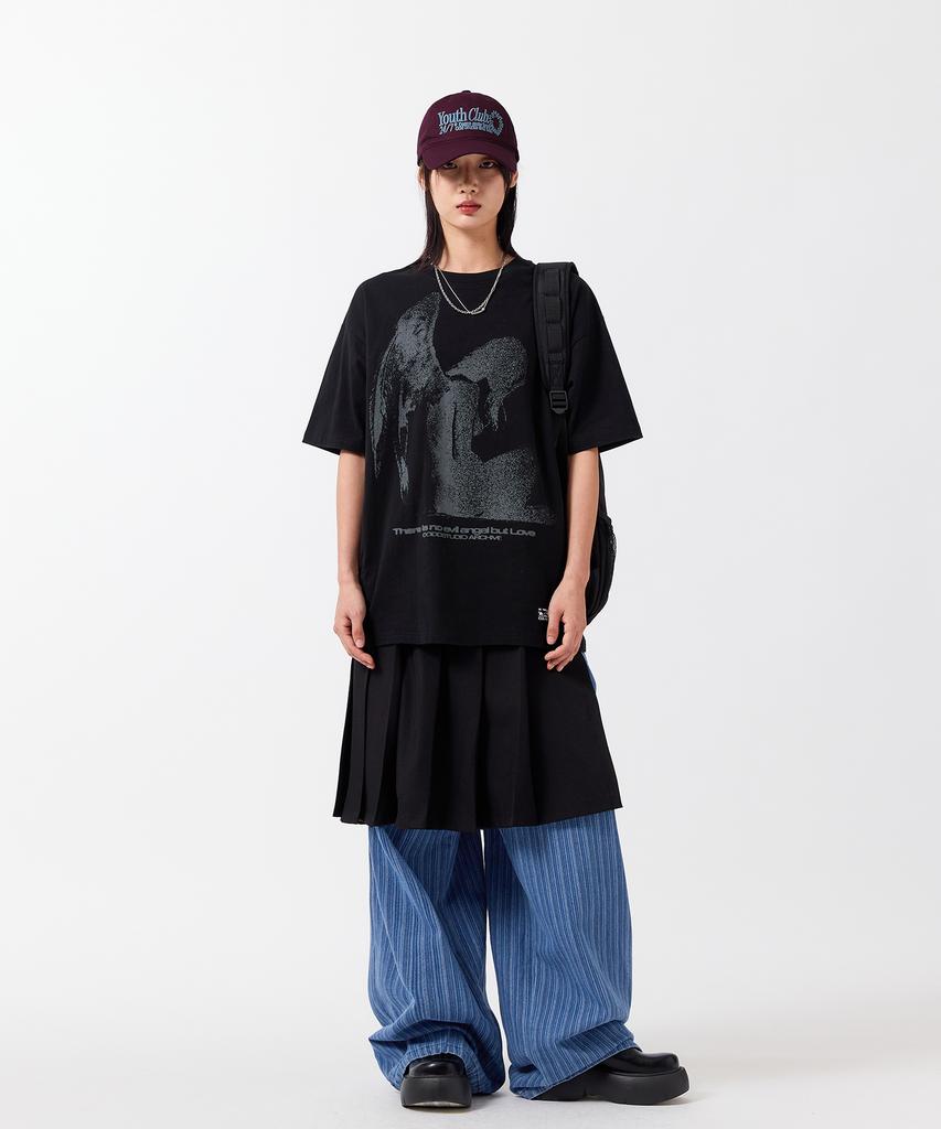 ODDSTUDIO Angelic Graphic Oversized T-Shirt - Black
