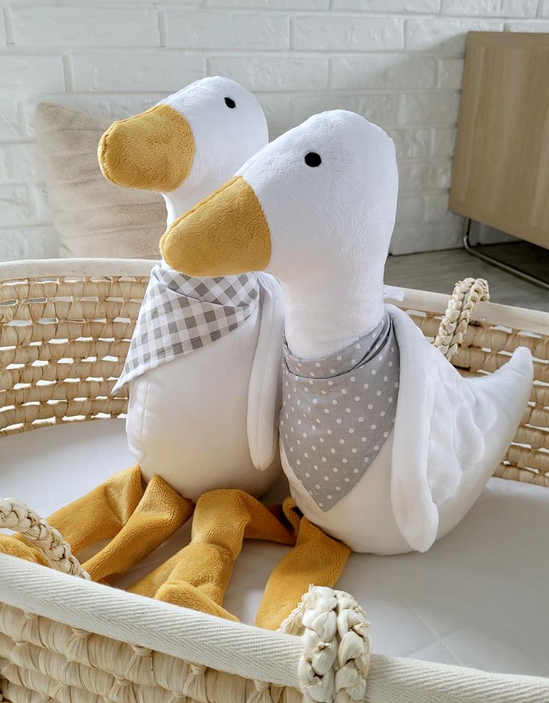 Decorative plush goose with scarf - white
