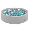 Soft Ball Pit Round 120x30cm/300 Balls Balls 7cm / 2.75in for Kids, Light Grey:grey-white-turquoise