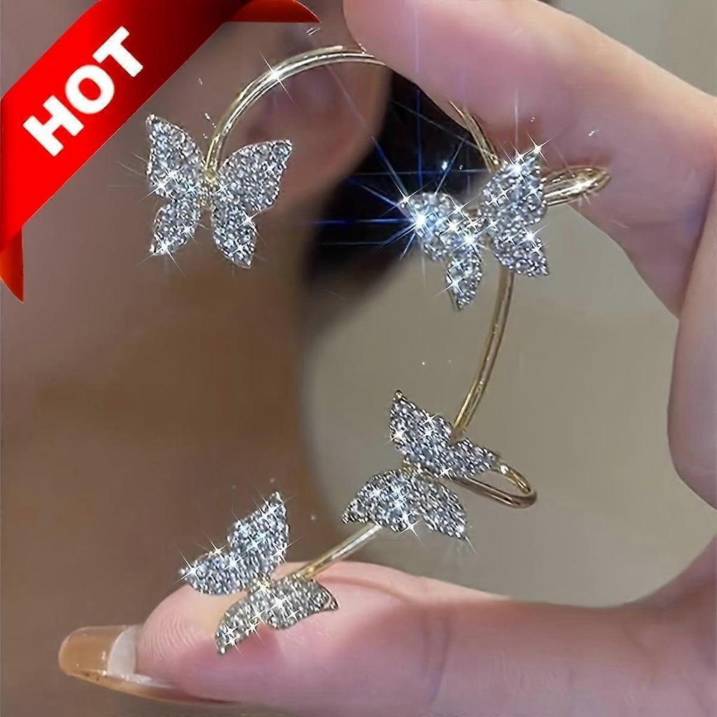Shining Butterfly Zircon Cuff Earrings Non Piercing Earnings Luxury Jewelry For Women