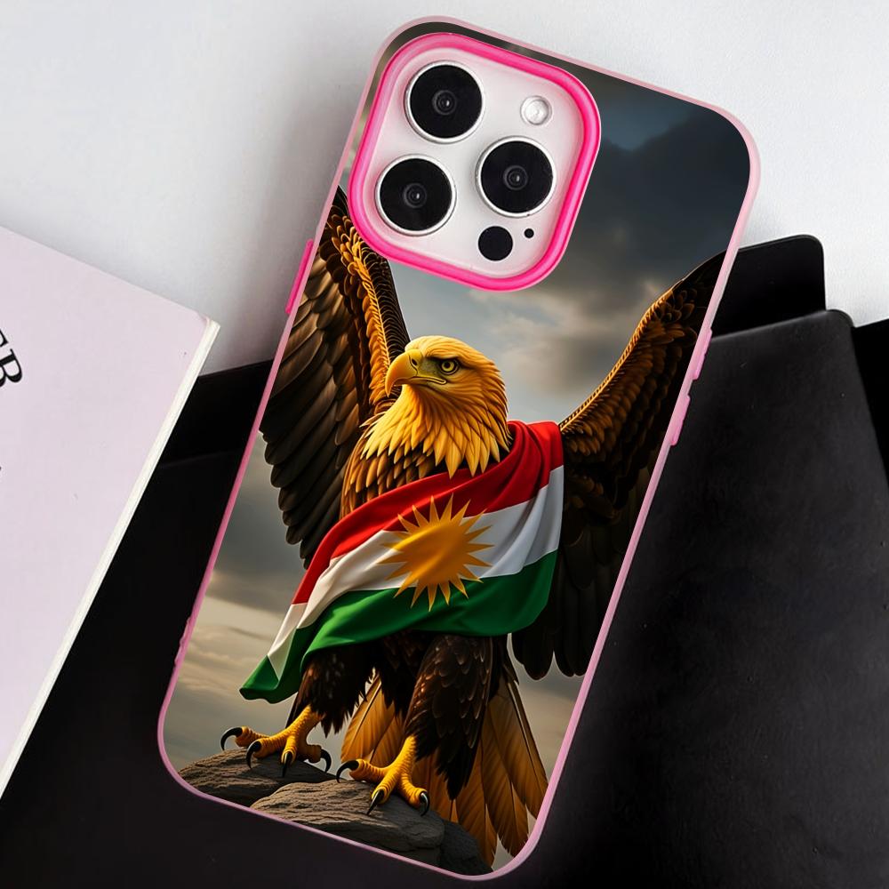 Kurdistan Flag Jelly Double layer Rose Red Mobile Phone Case for iPhone 17 16 15 14 13 12 11 Air Pro Max Plus Protective