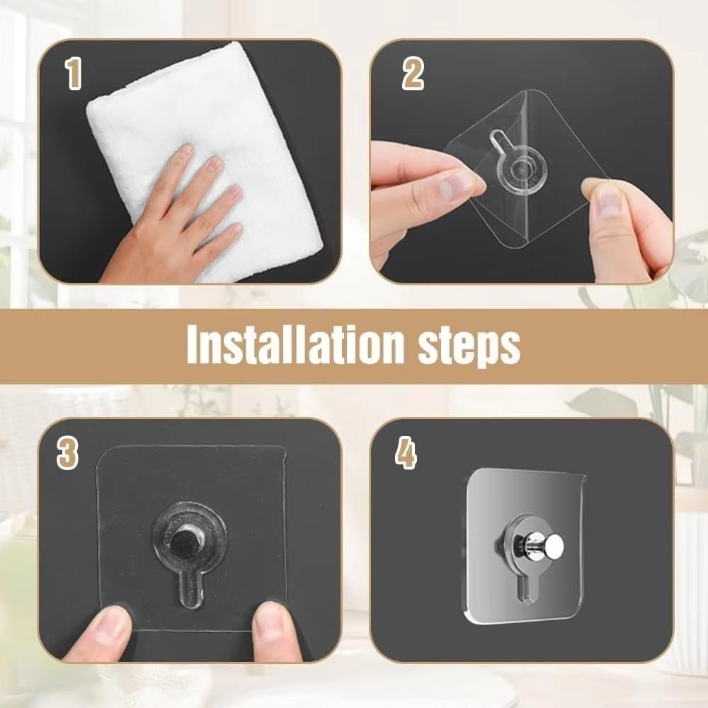 10PCS Transparent Wall Mounted Hooks Punch-Free No Drill Hooks Picture Frame Hook for Photo Frames