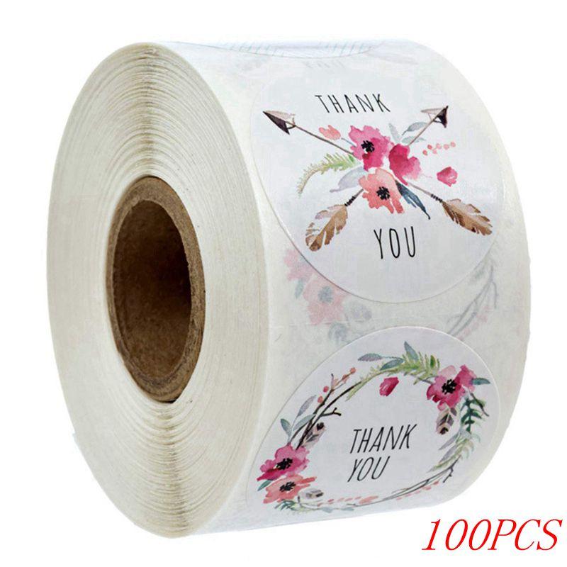 50-500pcs Thank You Sticker for Envelope Seal labels Round pink handmade sticker gift packing decoration Cute Stationery Sticker