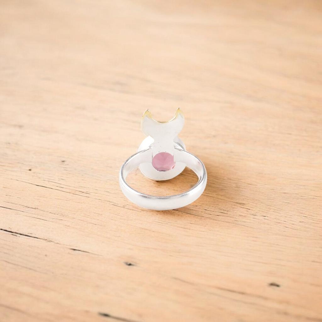 Драгоценный камень Родолит Серебро 925 пробы Клеймо Ювелирное изделие Кольцо ручной работы для подарка на годовщину RR-58-3