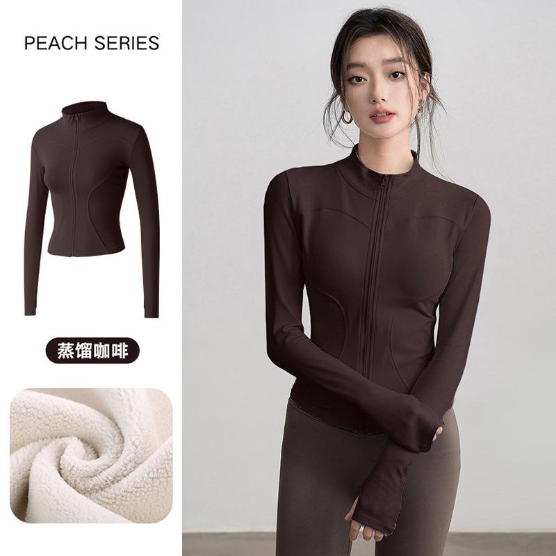 New velvet yoga clothes long-sleeved women's high-end sense slim and thin sports tops spring professional fitness clothes jacket