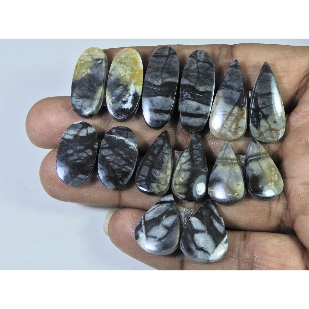 18-26 MM Natural Picasso Jasper Matched Pair Mix Cabochon Gemstone 7Pair Lot C-795