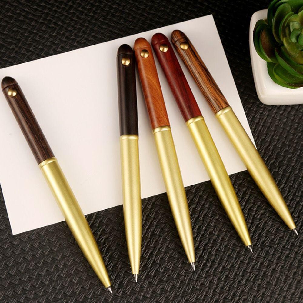 Retractable Wooden Ballpoint Pen Smooth Writing Calligraphy Ballpoint Pen Roller Ball Pens School