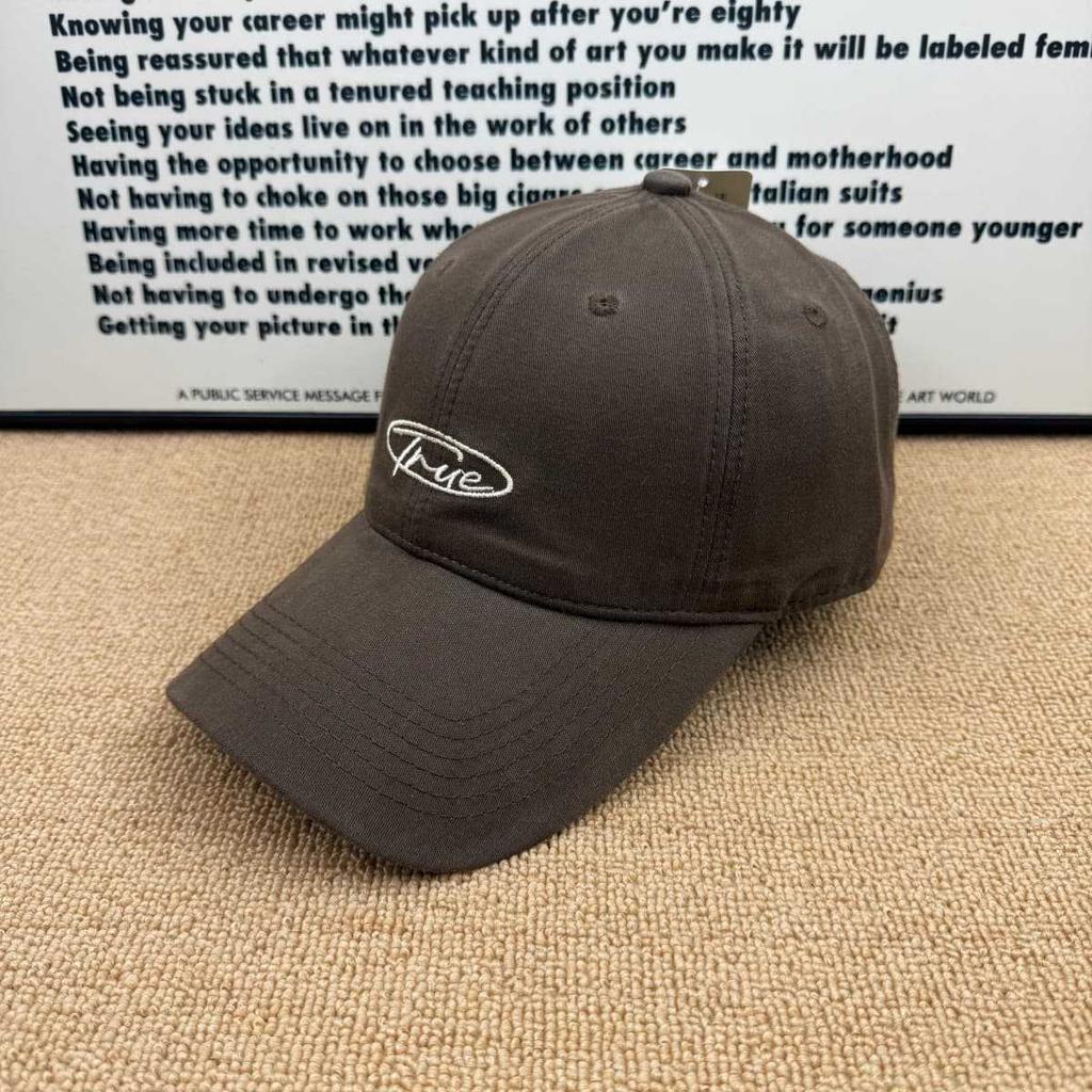 Soft top small baseball cap True letter embroidery washed cap Four seasons can wear a big head circumference sun hat