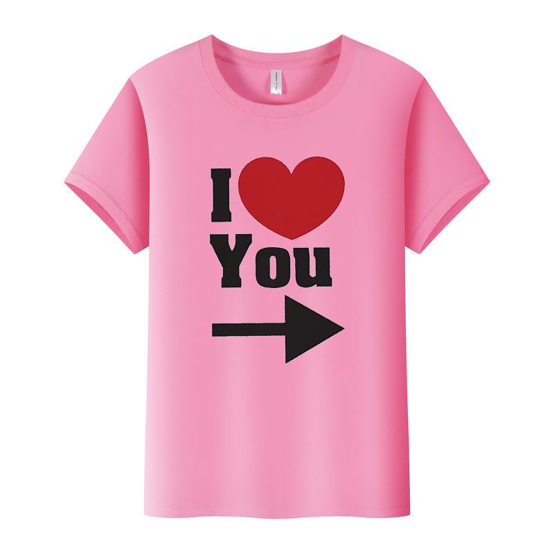 Футболка для пары с принтом сердца и стрелок, с коротким рукавом и круглым вырезом, свободная футболка King Queen, футболка для влюбленных, топы, женская одежда