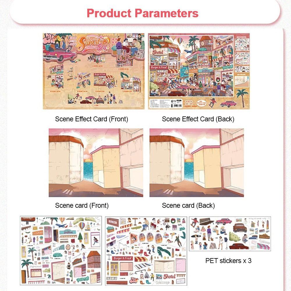 DIY Design Landscape Sticker Kawaii Design Street Scene Sticker Festival Decoration