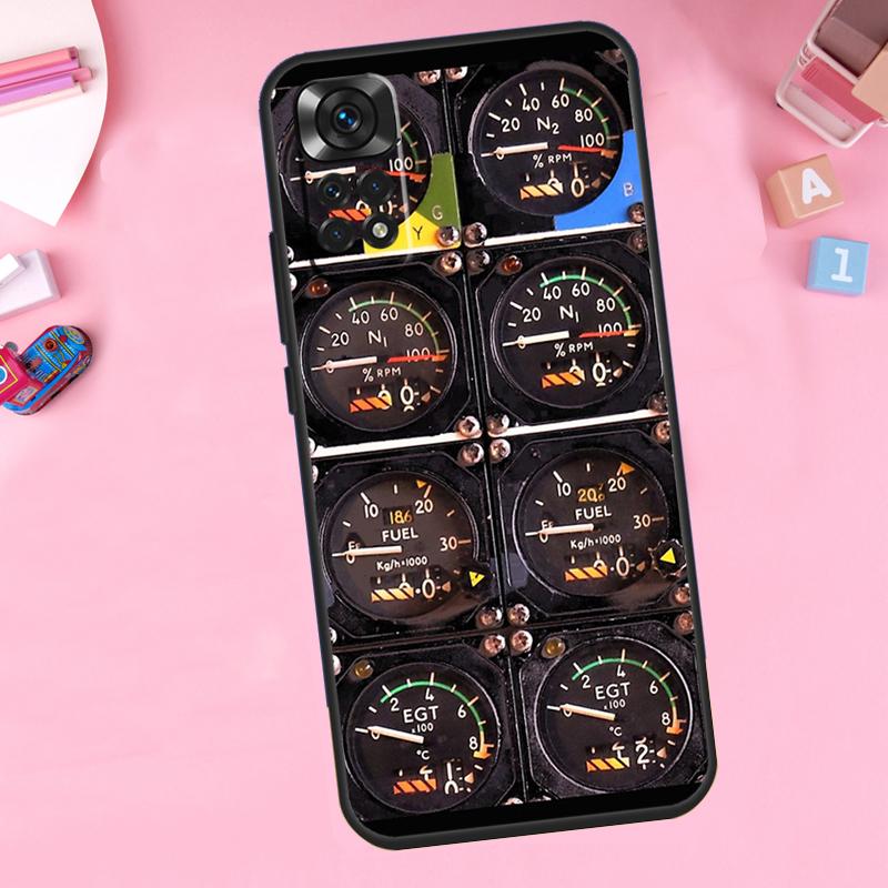 Flight Instruments Cockpit For Xiaomi Redmi Note 14 13 10 11 12 15 Pro Plus Phone Case For Redmi 15C 13C 12C 10C 14C 15