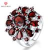 Top Brand Dark Red Ruby Gemstone Flower Shape Wedding Ring Jewelry Rings For Women