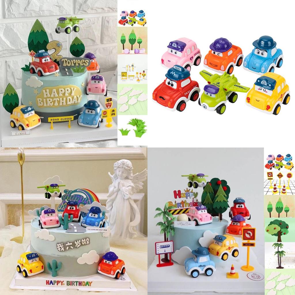 Очаровательный набор для украшения торта с мультяшной гоночной машиной, идеально подходящий для детских празднований дня рождения