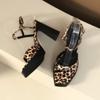 2025 Летние женские туфли на платформе с леопардовым принтом Классические высокие каблуки Сексуальные женские сандалии-гладиаторы с открытым носком для вечеринок в ночном клубе Большие размеры