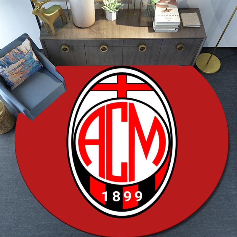Круглый ковер с принтом AC Milan, Нескользящий моющийся круглый ковер для гостиной, спальни, игровой комнаты, Декор для спортивных фанатов, Подарок на праздник, день рождения