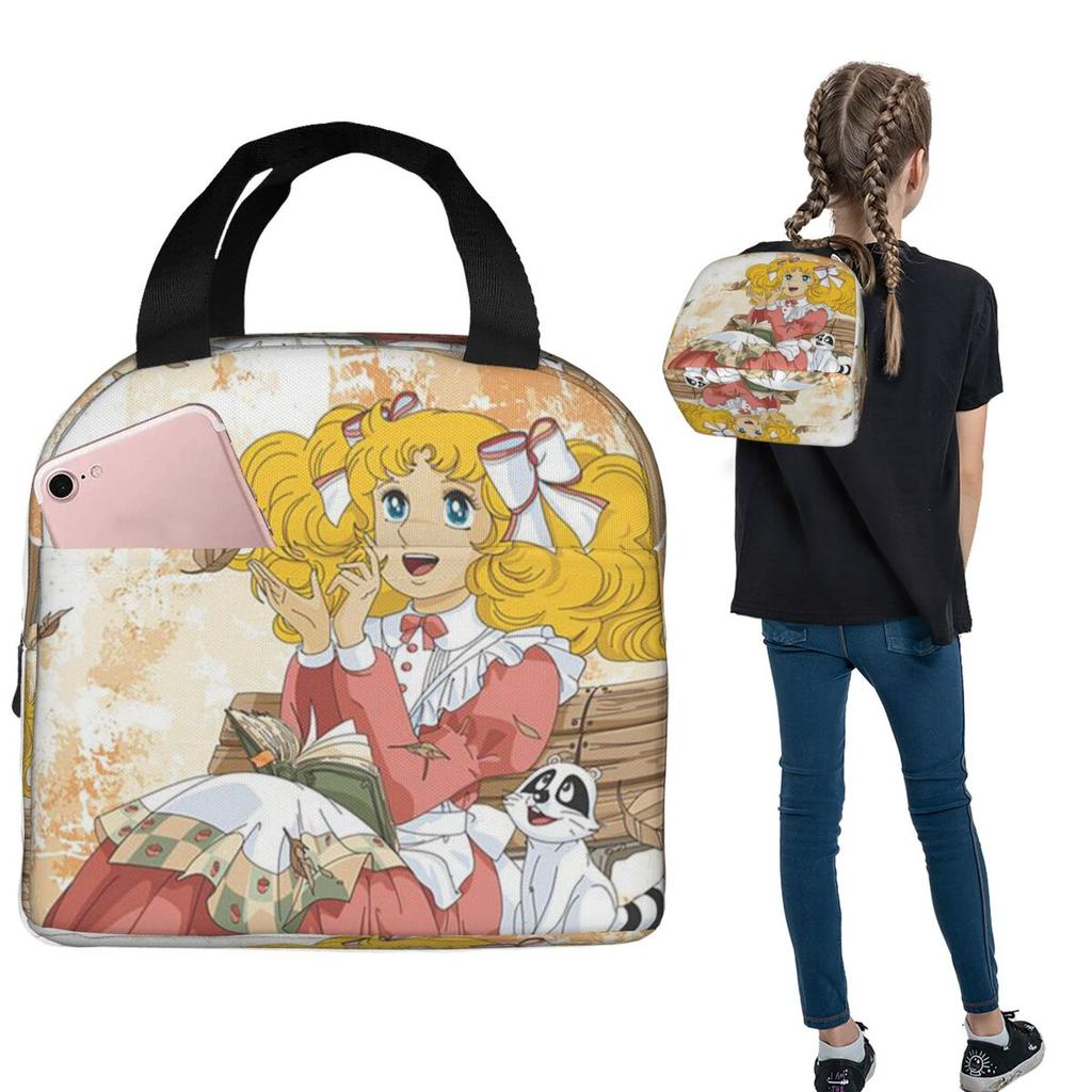 Candy Candy Anime Insulated Lunch Bag for Women Kids Portable Food Boxes Thermal Lunch Box Tote