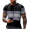Fashion Striped Print - Men's Casual Round Neck Short Sleeved T-shirt