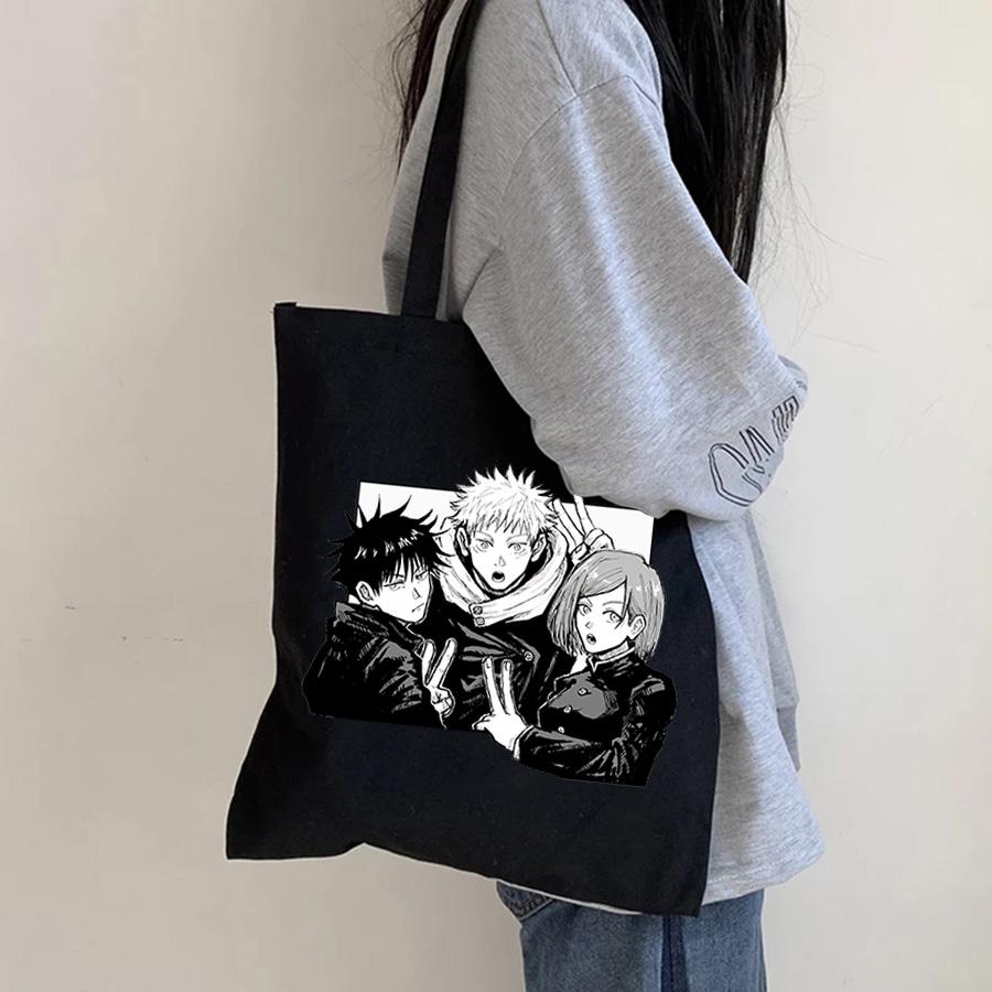 Yuji Itadori Jujutsu Kaisen Women Handbag Cartoon Fashion Canvas Tote Bag Large Brand Shoulder Shopping Bags Korean