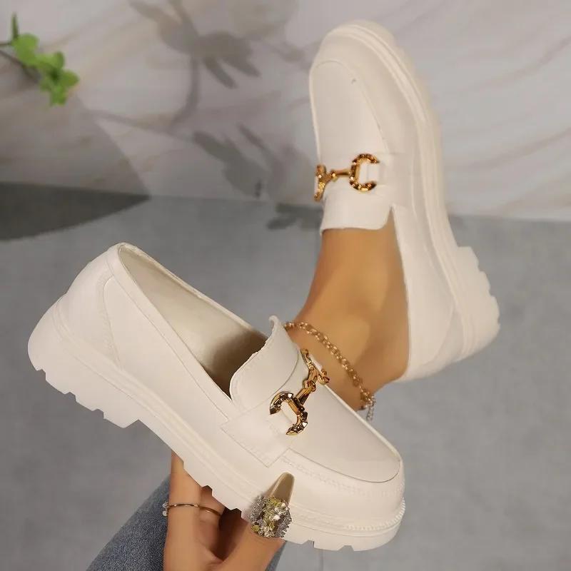 Женская обувь 2024 года, хит продаж, модная повседневная универсальная обувь, верхняя одежда, ленивые мокасины на толстой подошве для женщин, Zapatos