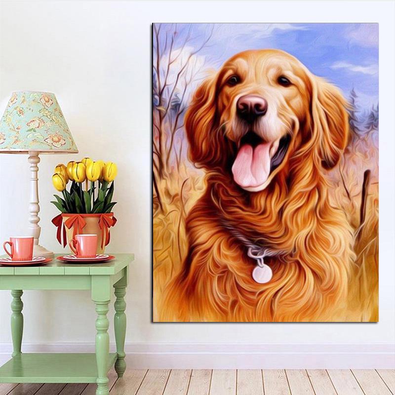 5D Алмазная картина Собака Картина Горный хрусталь Полный круглый Алмазная вышивка Животное Рукоделие