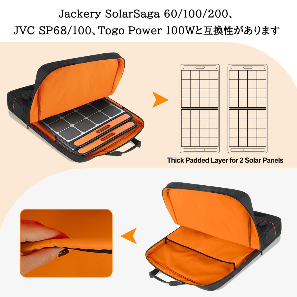 DSLEAF Solar Panel Holds 2 Compatible with Jackery SolarSaga and Anker SOLIX Solar Panel Storage Bag Bag, Panels, 100/200 PS100/PS200,