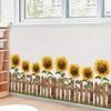 Наклейки в деревенском стиле - Наклейки на стену 'Подсолнух и забор' - Свежие элементы - Самоклеящиеся - Без следов