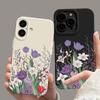Фиолетовый цветочный узор Чехол для телефона Для iPhone 16 16E 15 14 13 12 11 Pro Max XR X XS 12 Mini 16E 7 8 Plus Силиконовый чехол